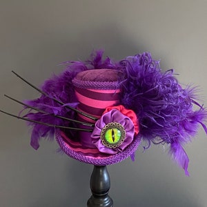 Mini hoge hoed, Cheshire Cat mini hoge hoed, katten hoge hoed, Alice in Wonderland, mad hatter hoed, theekransje hoed, medium