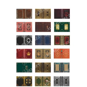 18 Antique and Vintage Printable Miniature Book Covers for a 1/12 Scale Dollhouse with Inside Pages