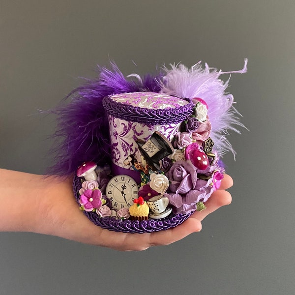Micro mini top hat, mad hatter mini top hat, mad hatter diorama hat, tea party, Alice in wonderland, mad tea party