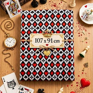 Stof met de Hartenkoningin uit Alice in Wonderland – Spoonflower Katoen – Zeldzame stof met de Hartenkoningin uit Wonderland, Europa, 107x91cm