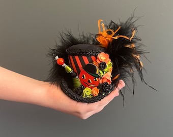 Micro mini top hat, Halloween mini hat, Halloween party hat, pumpkin hat, Alice in wonderland, mad hatter hat, tea hat