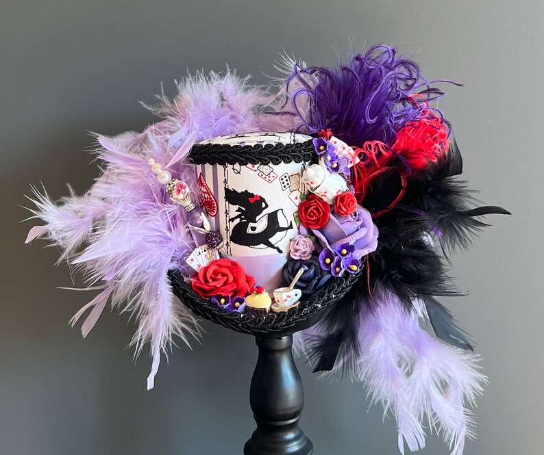 Mini top hat tea party mini top hat Alice in wonderland hat purple diorama hat mad hatter hat tea hat