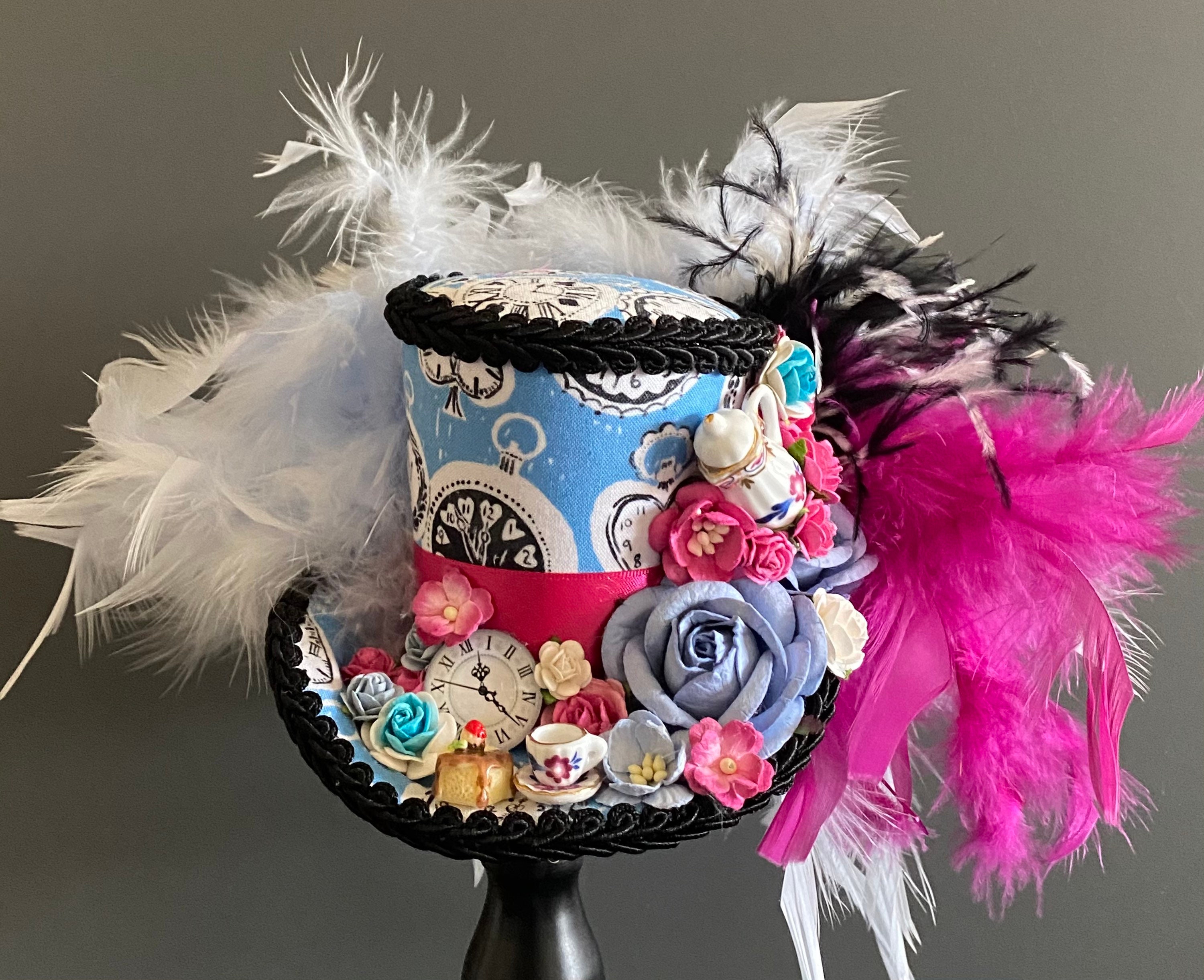 Mini Top Hat Tea Hat Blue and Black Tea Time Hat Mad Etsy