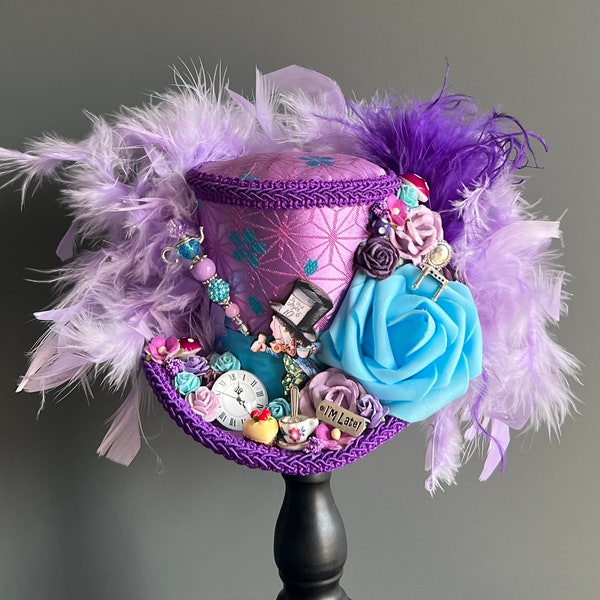 Mini top hat, mad hatter hat, mad hatter diorama hat, Alice in wonderland, tea party hat, tea hat, medium