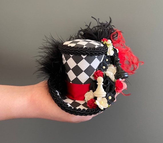 Spoedig licht Defecte Micro mini hoge hoed mini geruite schaakbord hoed koningin - Etsy België