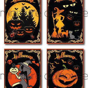 Vintage halloween cards, Digital Clip art, Vintage Halloween Cards, halloween digital images, ATC, scrapbooking, printable