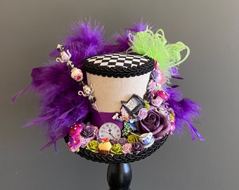 Mini Top Hat, Mad tea Party Hat, Alice in Wonderland Hat, Mad Tea Party, Mad Hatter Hat, Alice Diorama Hat, tea hat