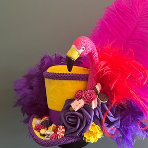 Kentucky derby hat, mini top hat, Alice in wonderland, tea hat, mad hatter hat, flamingo hat, candy hat, medium hat image 5