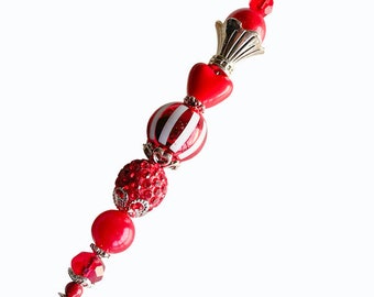 Christmas red heart pearl silver hat pin, wedding hat, hijab pin, scarf pin, christmas hat pin