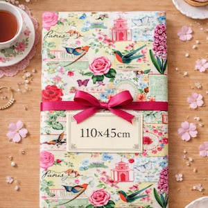 Menagerie Collage Fabric by Michael Miller – Paris Floral Birds Cotton Fabric 110 x 46 cm, Shabby Chic Sewing & Patchwork Fabric