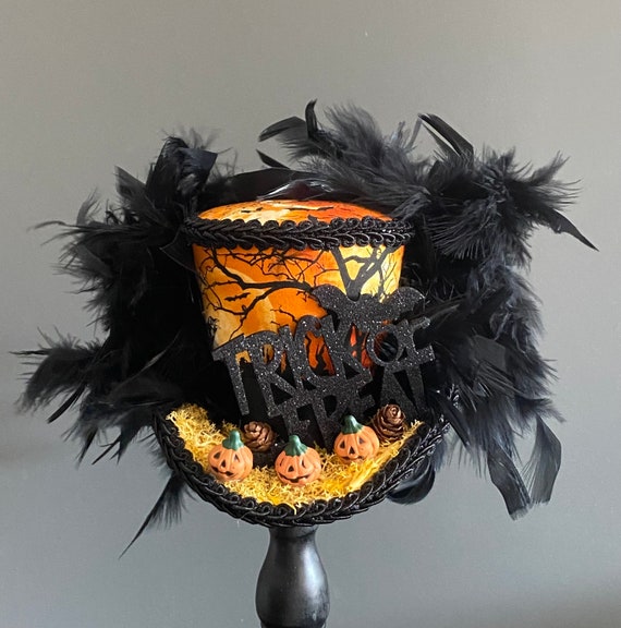 Mini top hat medium haunted Halloween hat vintage mini top hat Accessories Hats & Caps Fascinators & Mini Hats tell tale heart hat Edgar Allan Poe mini top hat the raven mini hat 