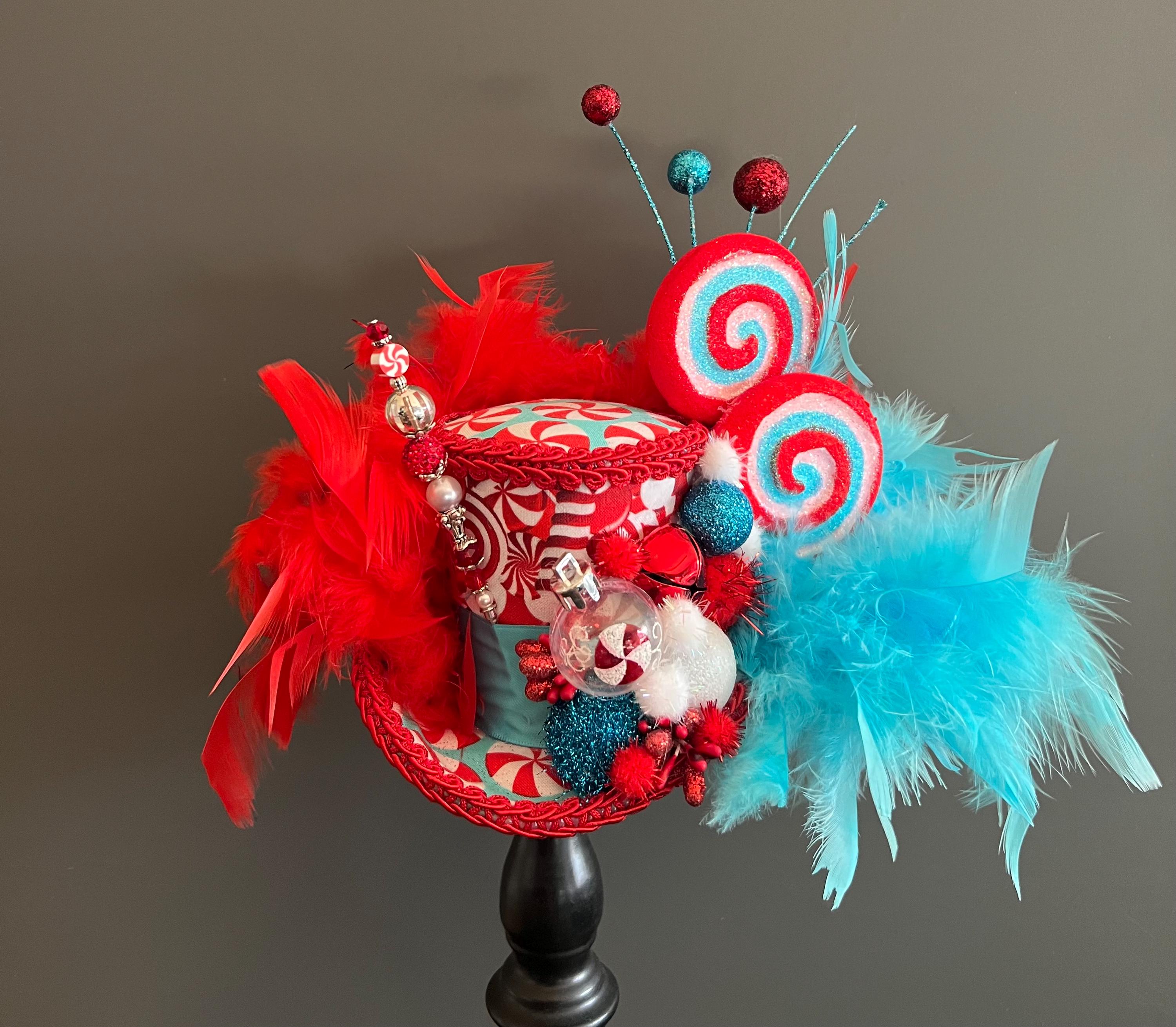 Christmas Mini Top Hat, Candy Christmas Hat, Holiday Hat