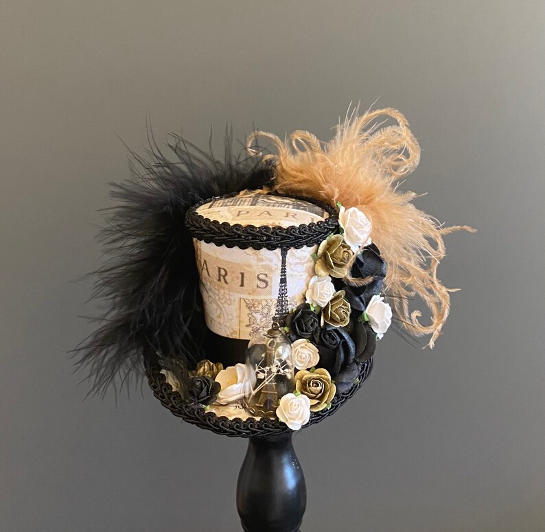 Micro mini top hat mini hat Paris Eiffel Tower vintage mad hatter tea party