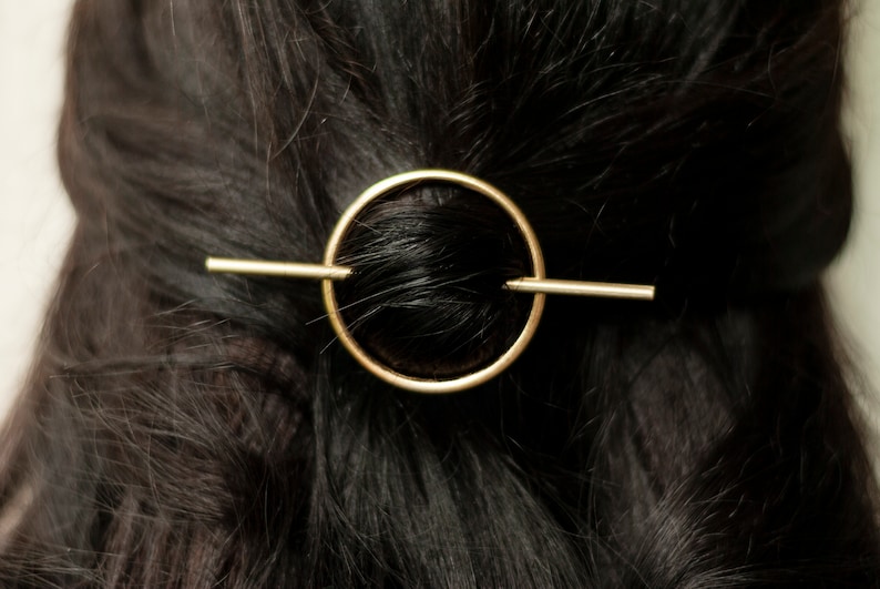 CLARA. Hair clip minimalist brass hairpin hair accessories image 4