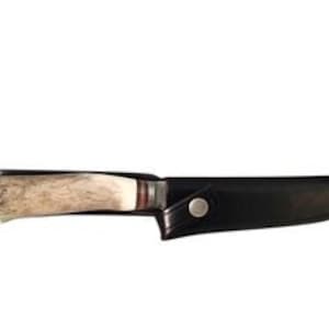 Argentine Handmade Stag Horn Gaucho Knife - Snap Closure Heavy Leather Belt Sheath  - CA-CU125-2/2117