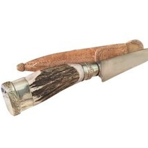 Heavy Stag Horn Antler Gaucho Knife with Alpaca Silver Adornments &#39;one of a kind&#39; -CUCA-840/2225
