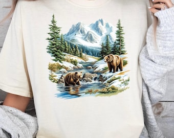 Retro Grizzly Bear Sweater: Comfort Colors 90s Wilderness Crewneck