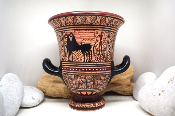 Ancient Greek Ceramic Calyx Krater Vase Of The Geometric Etsy