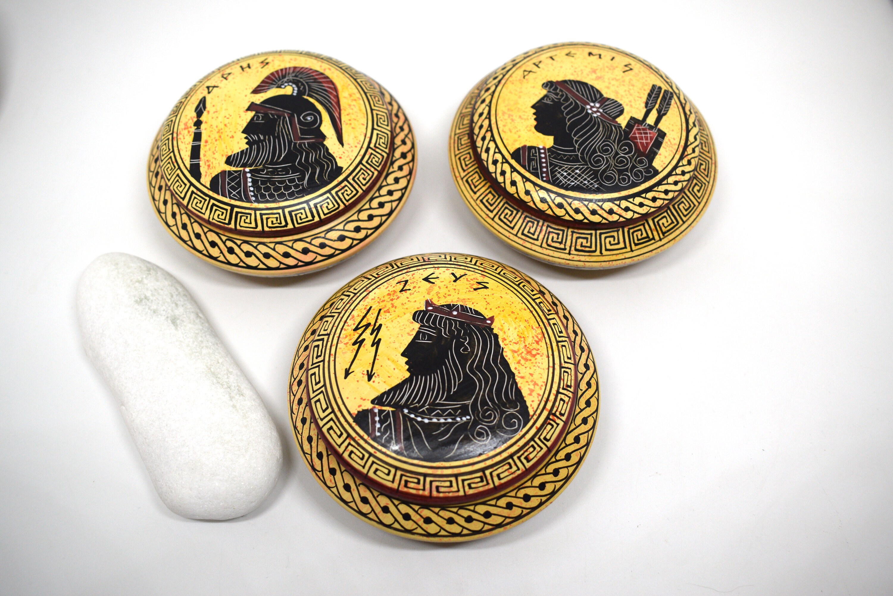 Gift Set of 3 Greek God Vases Greek Mythology Pyxis Pottery Etsy