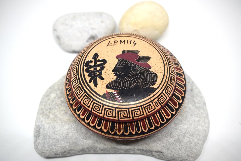 Greek Vase Ancient Ceramic Replica Pottery Pyxis Of The Etsy