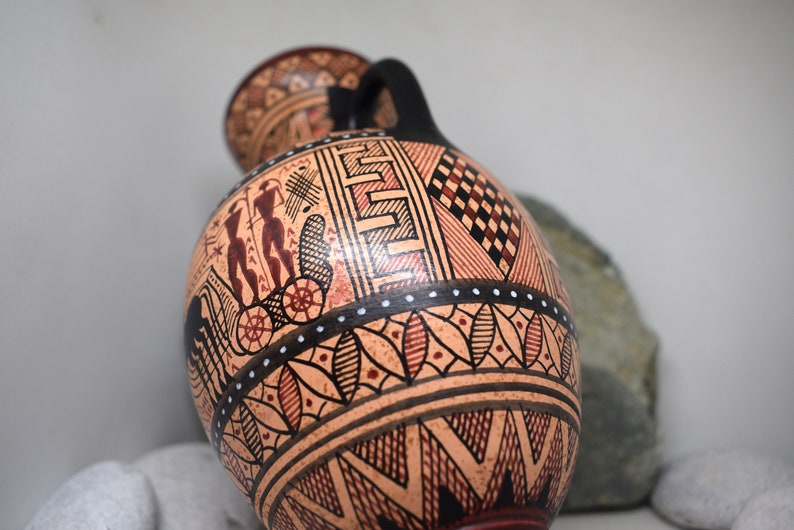 16.5cm 6.49in *FREE SHIPPING* Ancient Greek Ceramic Amphora Vase of the Geometric Period Handmade in Greece