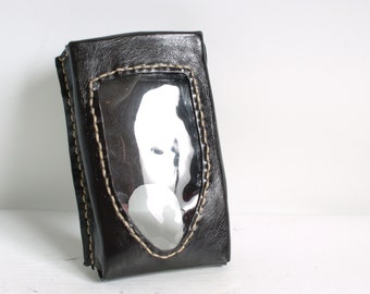 XP DEUS Remote Control unit cover.  Hand Made Hand stitched! Black leather! metal detecting.