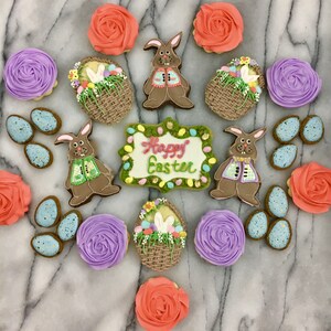 Easter Bunnies, Baskets, & Flower Easter Cookies