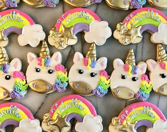 Unicorn and Rainbows Cookie Favors