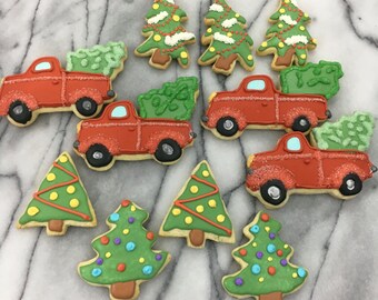 Christmas  Cookies, Christmas tree cookies, Christmas Truck Cookies