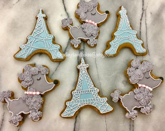 Paris & Poodle Cookies!!  Eiffel Tower cookies.