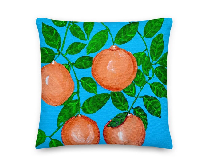 Orange print Premium Pillow