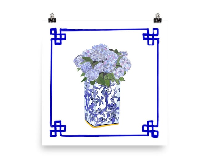 Print of Ginger Jar with Hydrangeas