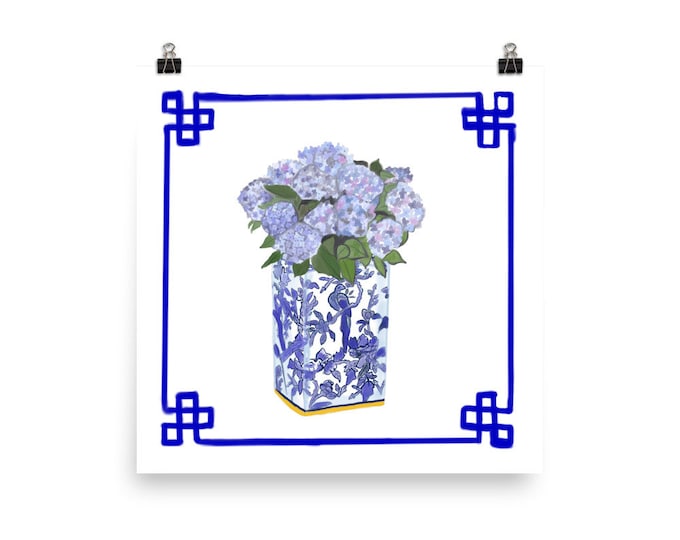 Print of Ginger Jar with Hydrangeas