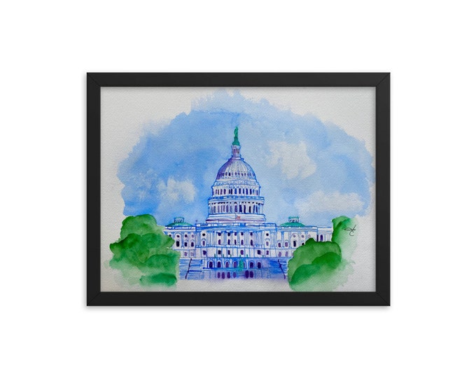 Capitol Building watercolor print