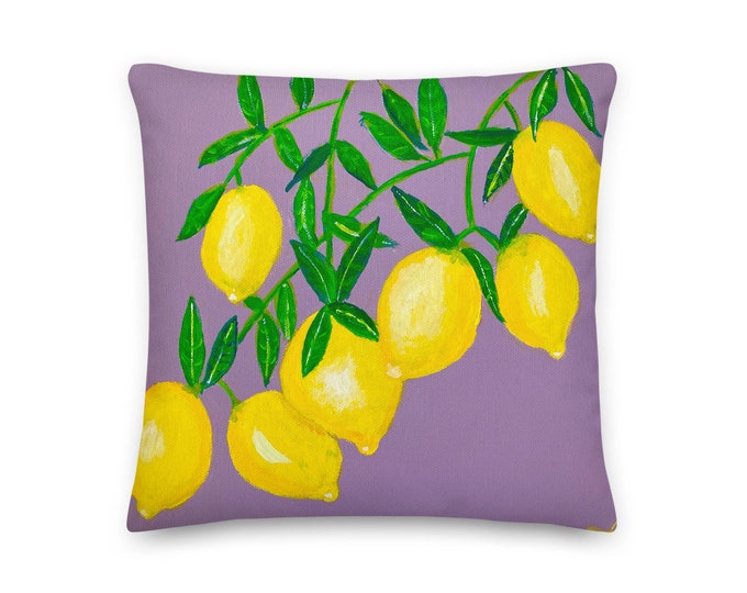 Lemon print Premium Pillow
