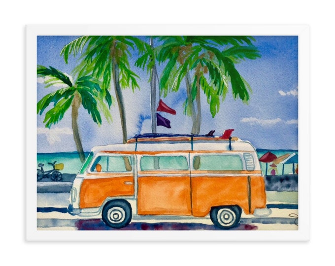 Framed poster of vintage van
