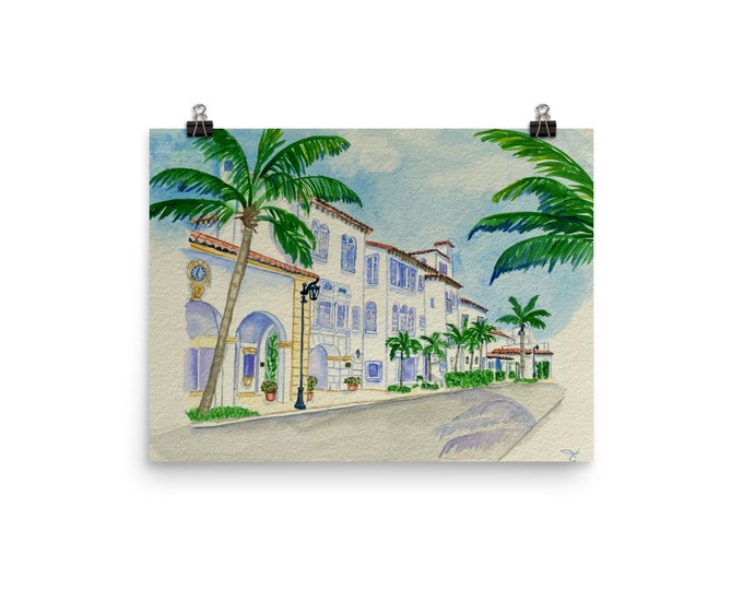 Everglades Club, Palm Beach-Watercolor Print