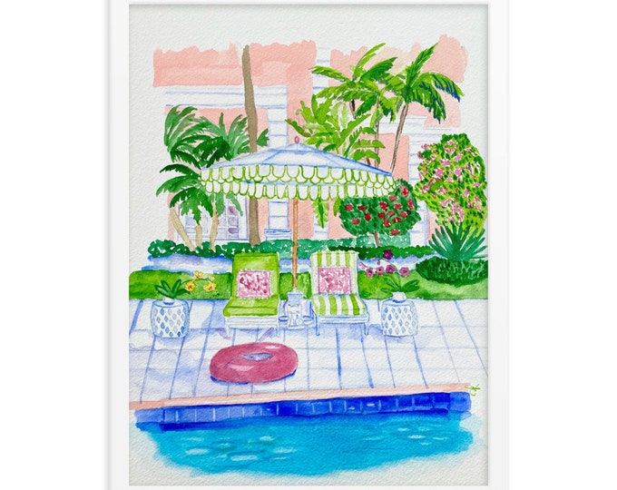 Framed print “Poolside at the Colony Hotel, Palm Beach”