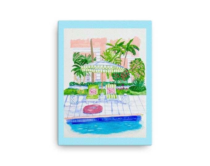 Canvas print of “Poolside at the Colony Hotel, Palm Beach “