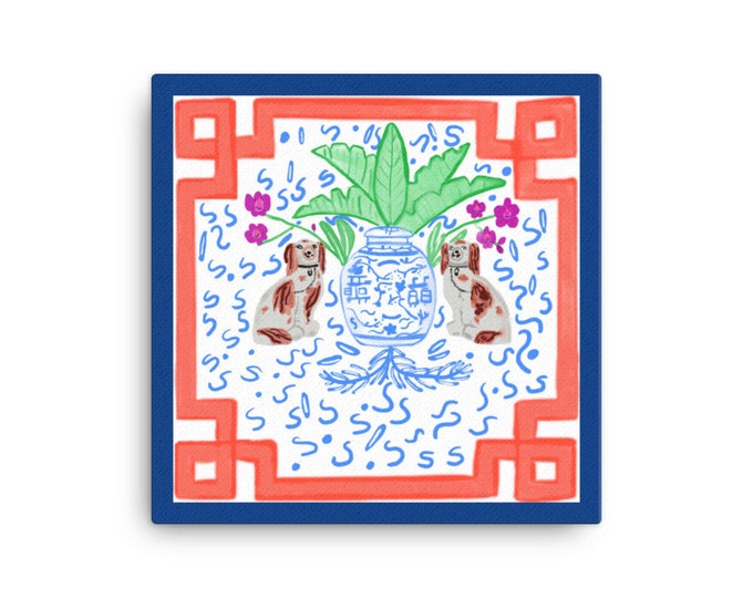 Canvas Print of Staffordshire Dogs and Ginger Jar