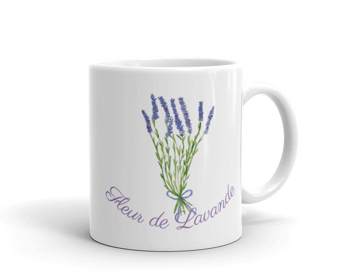 Lavender flowerWhite glossy mug