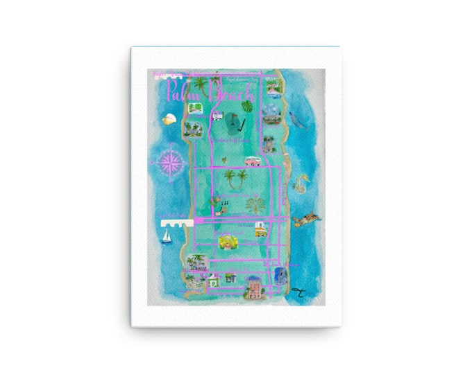Canvas print of Watercolor of Palm Beach