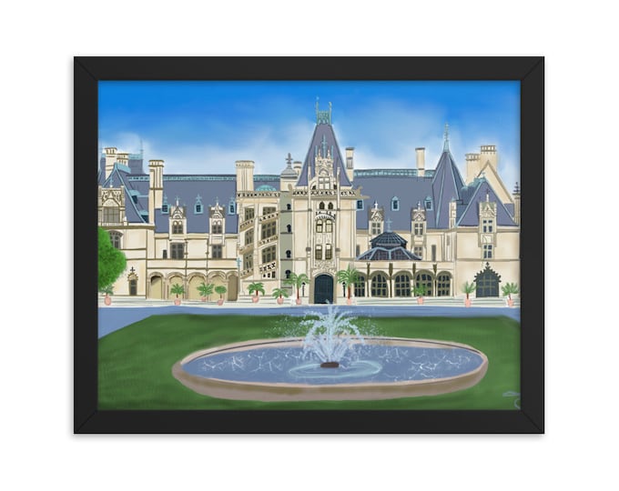 Framed print of painting of The Biltmore Estate