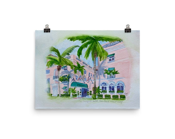 Chesterfield Hotel, Palm Beach Watercolor Print