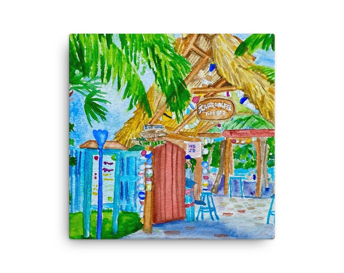 Canvas Print of ‘Square Grouper’ Tiki Bar in Jupiter,FL