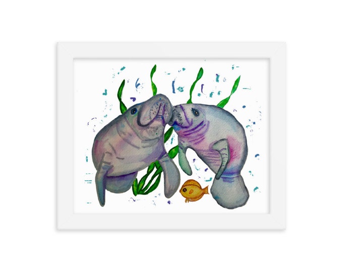 Manatee Kisses Framed poster