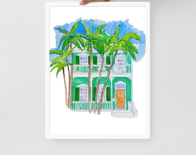 Framed print of Key West Cottage in Green’