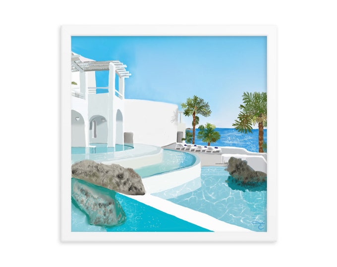 Framed print of “Hotel Blu” Mykonos, Greece