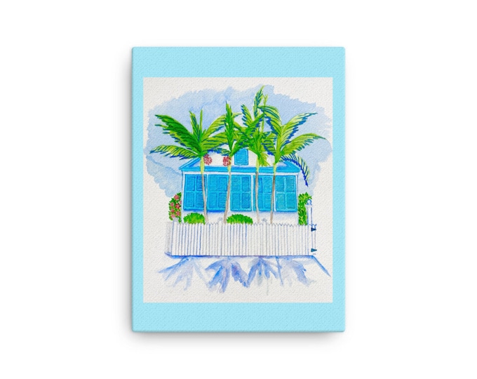 Canvas print of “Key West Cottage in Blue”