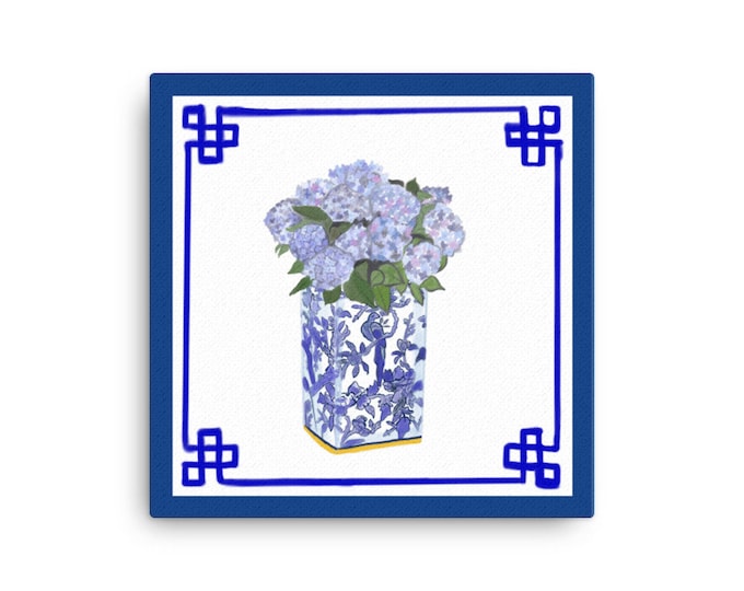 Canvas Print of Hydrangeas in a Ginger Jar